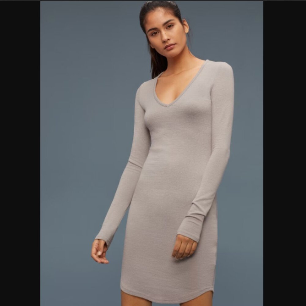 Aritzia Golden by TNA Fine Knit Strait Dress In Ashen Sz S